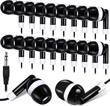 Konohan 100 Pcs Wired Earbuds Bulk for Classroom 3.5mm Jack,Black