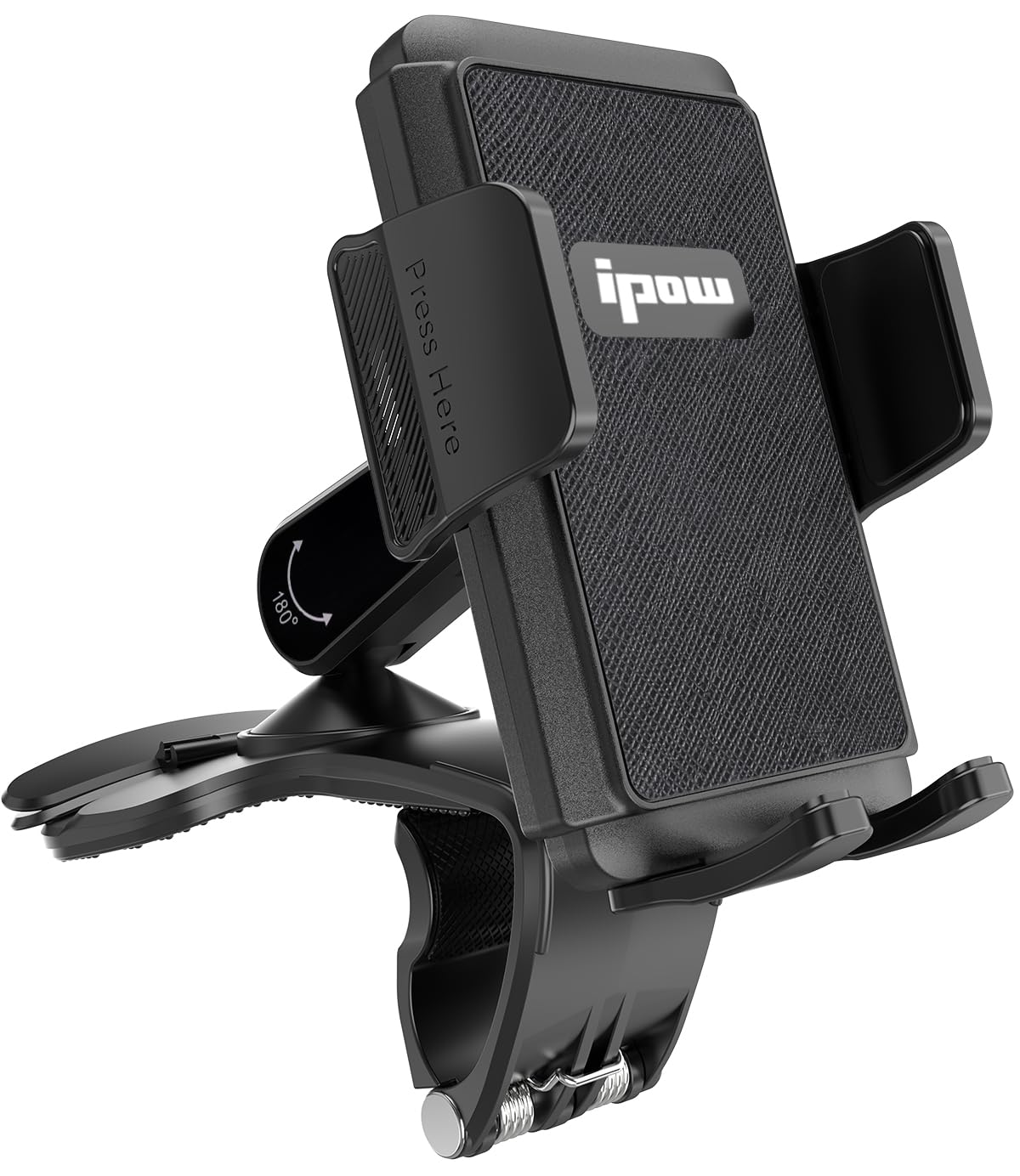IPOW Car Dashboard Phone Clip Holder, 360 Degrees Rotation Dash Steering Wheel Phone Clamp Mount Compatible with iPhone 15 14 13 Pro Max and 4-7 Inch Smartphones (NOT Universal - Please Check)