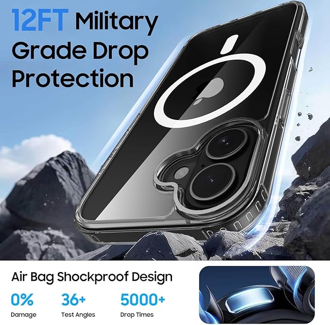 Magnetic for iPhone 16 Clear Case with Black Detachable Wallet, Compatible with MagSafe, Credit Card Holder with Slim Shockproof Protective Phone Cover
