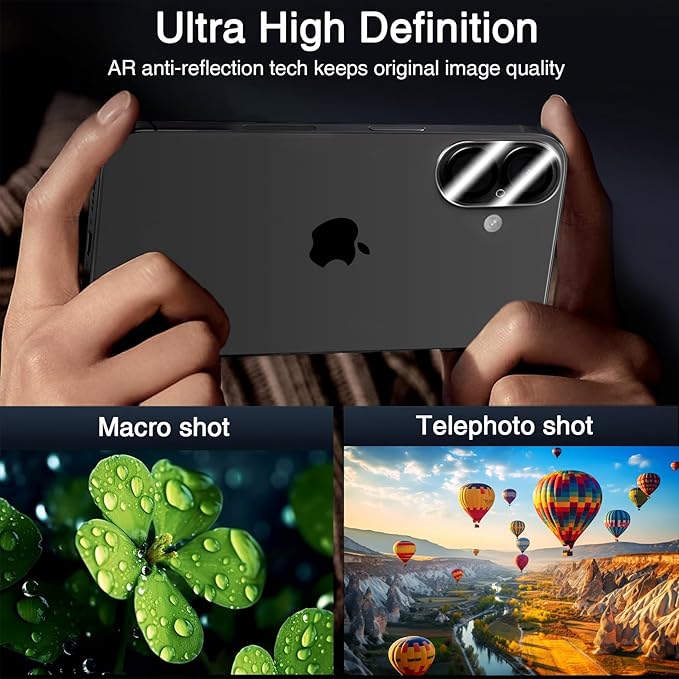 Wiaocit 3 Pack Tempered Glass Camera Lens Protector for iPhone 17, 9H Hardness, Anti-Scratch, Case Friendly