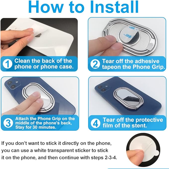 Phone Ring Holder Finger Kickstand, Foldable 360° Rotation Cellphone Grip for Desk, Office Desktop, Cell Phone Stand Compatible with iPhone Smartphones Tablets (with Magnetic Car Mount)