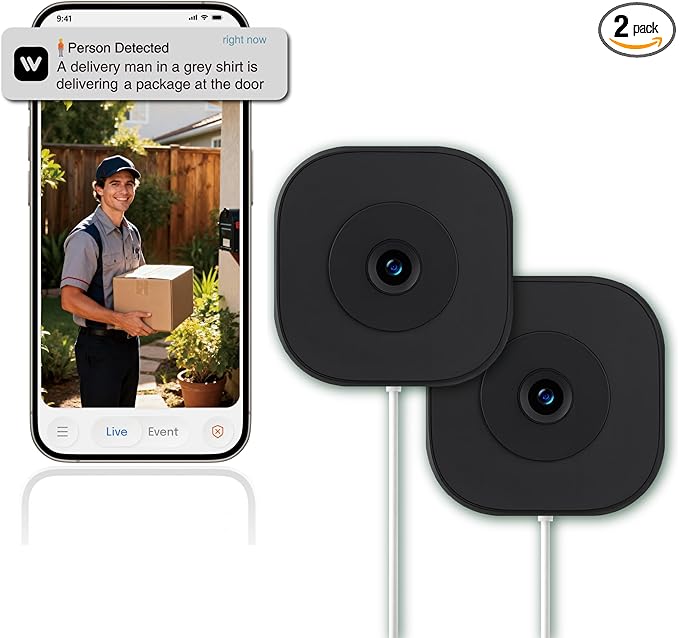 2K Window Camera,2.4G WiFi Only,Smart Window Security Camera with AI Motion Detection,Starlight Color Night Vision 911 Emergency Support,US Cloud Storage,24/7 Recording,Easy & Quick Install