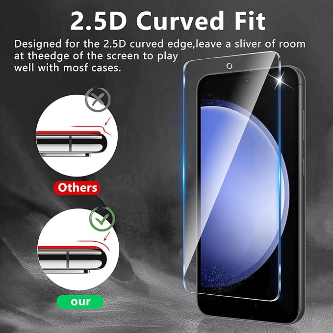 3 Pack Screen Protector Designed for Galaxy S23 FE with 3 Pack Tempered Glass Camera Lens Protector,Ultra HD Clear,9H Hardness,Easy Install - Case Friendly,Scratch Resistant