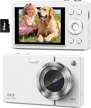 Digital Camera 4K Autofocus Vlogging Camera with 64GB Card, 64MP, 16X Zoom