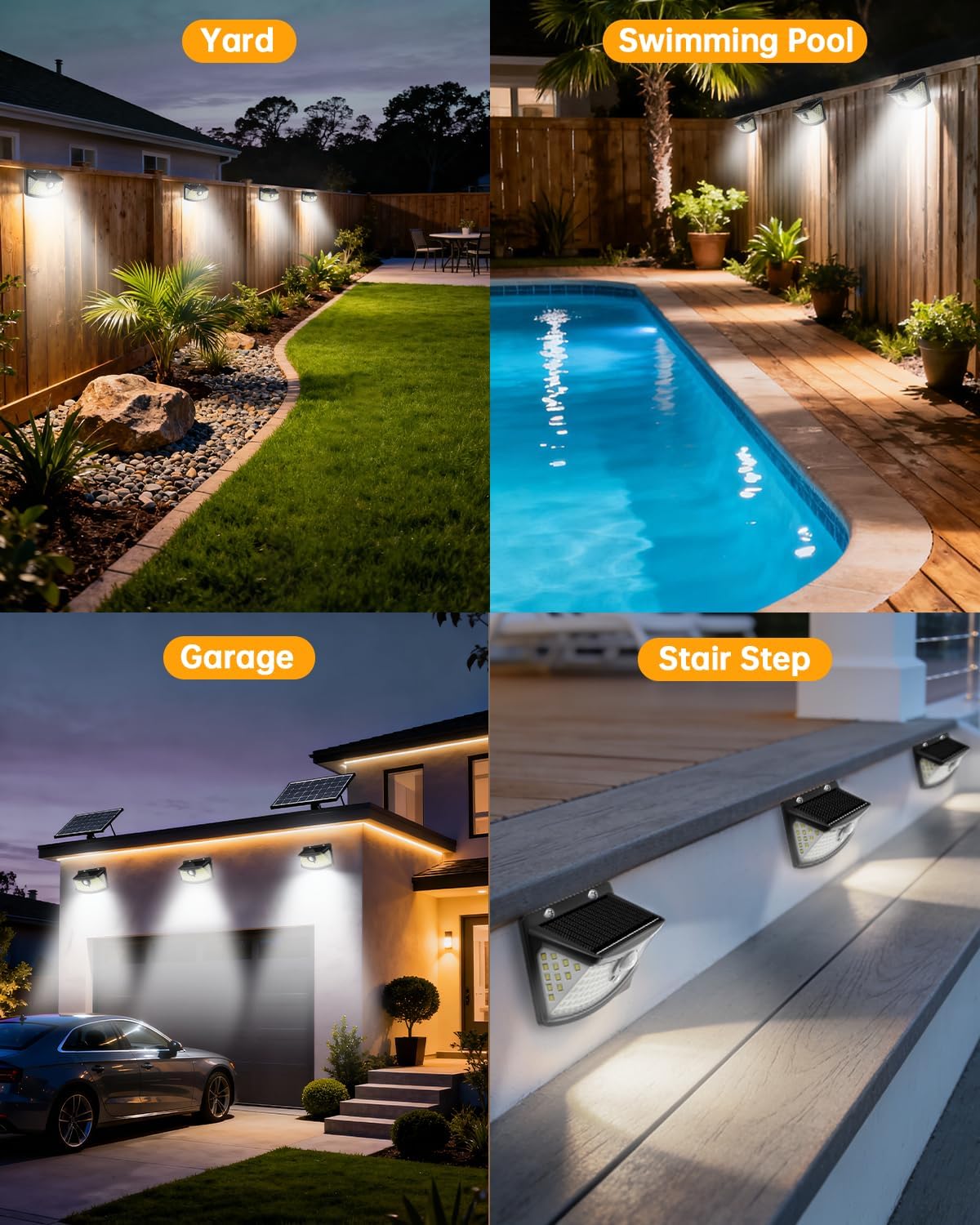 Solar Motion Sensor Step Lights 6-Pack