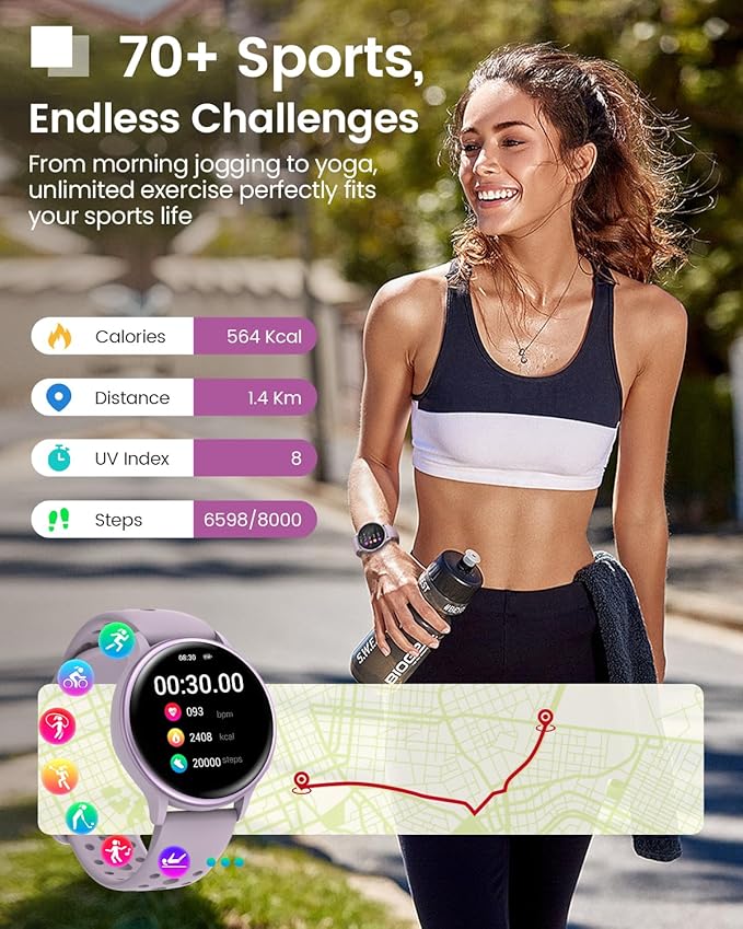 Smart Watches for Women & Men (Answer/Make Calls), Waterproof Fitness Tracker Smartwatch for Android & iPhone, Fitness Smart Watch with 24/7 Heart Rate, Sleep Monitor, 400+ Watch Face, 70+ Sport Modes