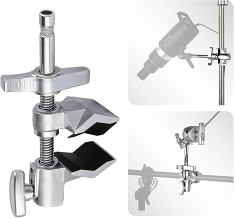 Heavy Duty 2" End Jaw Grip Head Matthellini Clamp with 5/8" Stud - Studio-Grade Mounting for Lights, Cameras, Diffusion, Accessories for Content Creators, Photographers, Filmmakes