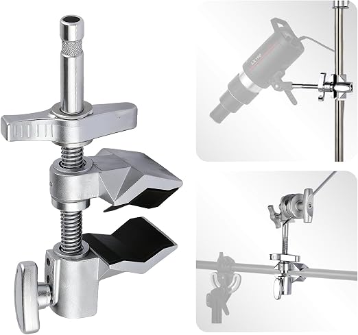 Heavy Duty 2" End Jaw Grip Head Matthellini Clamp with 5/8" Stud - Studio-Grade Mounting for Lights, Cameras, Diffusion, Accessories for Content Creators, Photographers, Filmmakes