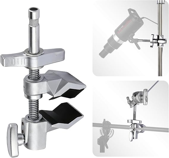 Heavy Duty 2" End Jaw Grip Head Matthellini Clamp with 5/8" Stud - Studio-Grade Mounting for Lights, Cameras, Diffusion, Accessories for Content Creators, Photographers, Filmmakes