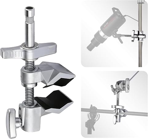 Heavy Duty 2" End Jaw Grip Head Matthellini Clamp with 5/8" Stud - Studio-Grade Mounting for Lights, Cameras, Diffusion, Accessories for Content Creators, Photographers, Filmmakes