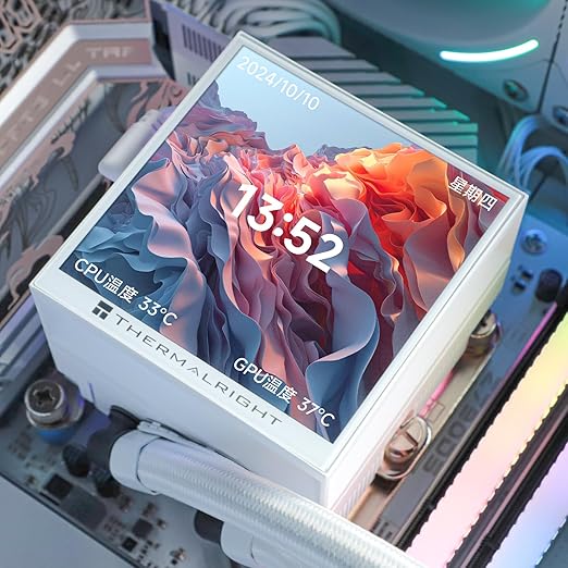 Thermalright Hyper Vision 360 ARGB AIO CPU Liquid Cooler - Magnetic Fixed 3.95" LCD Display Screen, 2150RPM PWM Fans, for AMD AM4/AM5 & Intel LGA1150/1151/1200/2011/1700/1851 | White