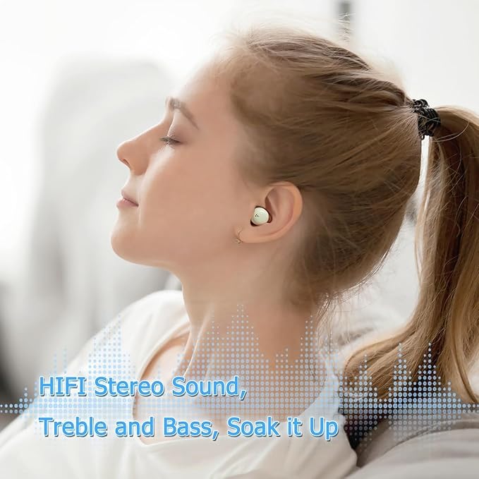 Side Sleeper Earbuds, Wireless Earbuds for Sleeping, Suitable for Small Ear, Stereo Sound, Fast Charging with Charging Case