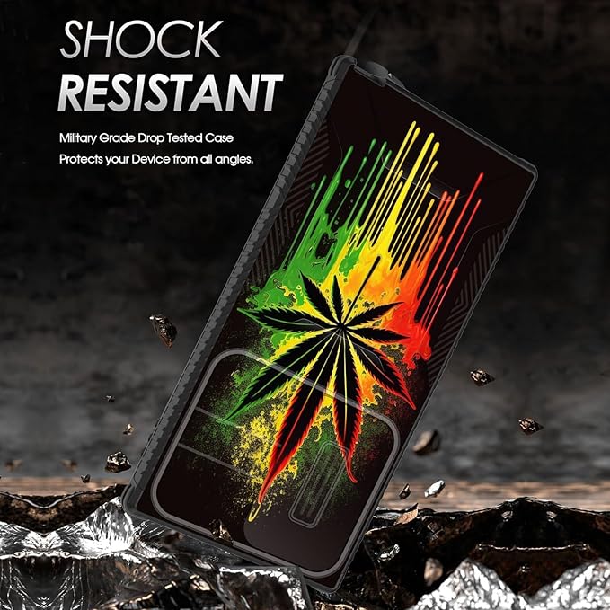 for Galaxy S25 Ultra Case Built in Slide Camera Lens Cover,Heavy Duty Shockproof Protection Dual Layer Case for Samsung Galaxy S25 Ultra 6.9" 2025,Marijuana Leaf Weed
