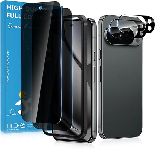 2 Pack for Google Pixel 10 Pro XL Privacy Screen Protector, 2 Pack Camera Protector, Fingerprint Compatible, Anti Spy, 9H Hardness Glass for Google Pixel 10 Pro XL