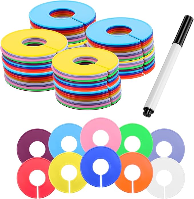 80Pcs Closet Dividers for Hanging Clothes, 10Colors Clothing Rack Size Divider Clothes Size Dividers Clothing Rack Divider Separators for Cloth Sorting Organization