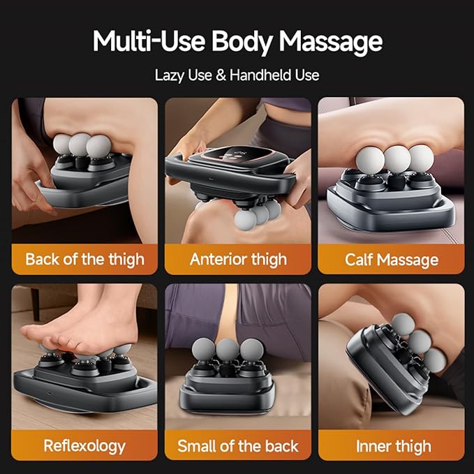 6-Head Massage Gun, Deep Tissue Back Massager with 30 Levels & 3 Modes, Electric Percussion Massager for Thighs, Arms, Waist, Back, Full Body Muscle Pain Relief, Ideal Gifts for Women and Men (6)