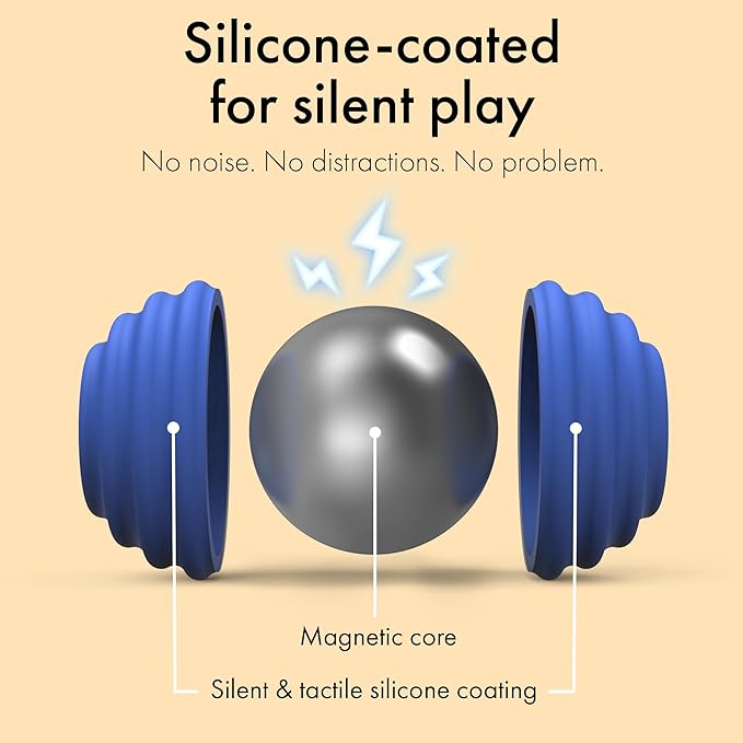 ONO Signets – Silicone Magnetic Balls with Textured Dimples, Bumps, and Waves | Fun to Play with Fidget Toy for Adults | Help Relieve Stress, Anxiety, Tension (Sapphire, Set of 8)