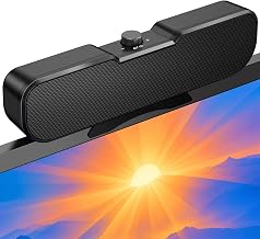 Cirqon Computer Speakers for Desktop PC, Easy Volume Knob, Sturdy Clamp, Clear Loud Sound, Laptop Speakers with Compact Design, USB/USB C Adapter for Power and Audio(Black) - Image 1