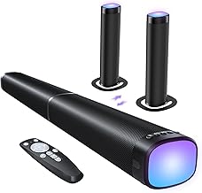 Sound Bar for Smart TV, 100W Sound Bar with 3 Dynamic RGB Lights, Black - Image 1