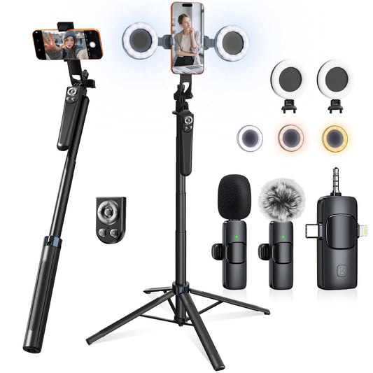 Content Creator Essentials Vlogging Kit for iPhone, Tripod & Wireless Mic