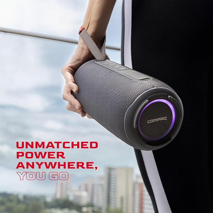 Compaq 40W Bluetooth Speaker – Portable Speaker with Bluetooth 5.3, IPX6 Waterproof, Uninterrupted Playtime, LED – Power and Performance for Indoor and Outdoor