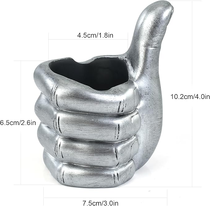 Thumbs Up Pen Holder and Phone Stand,Thumbs Up Very Good Pen Container Cell Phone Stand Holder Desk Organizer Decoration for Office Desk Home Decorative (silvery)