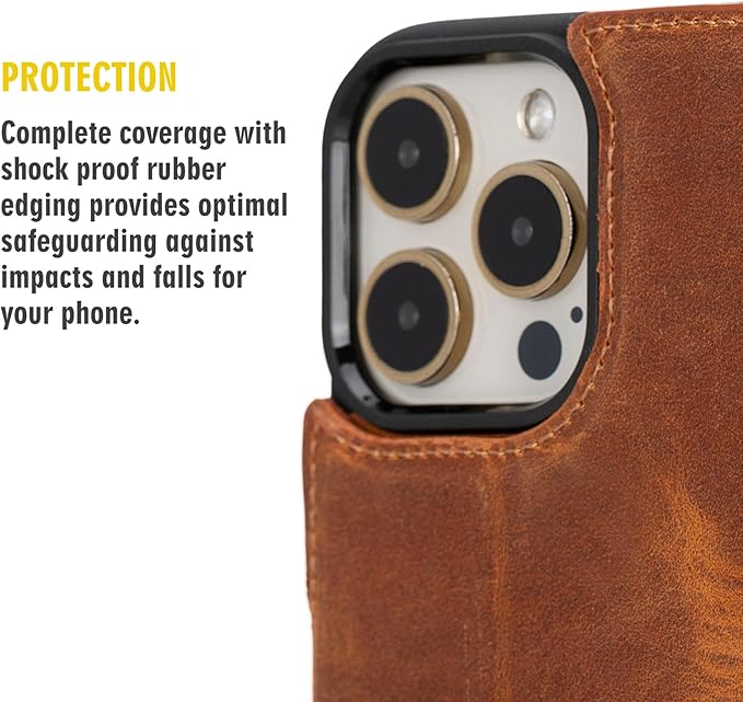BLACKBROOK Leather Wallet Case for iPhone 15 Pro Max, Carter Premium Leather Magnetic 2-in-1 Wallet Set, Ready for MagSafe, RFID Protection, 4 Card Slots & ID Pocket, Compatible with iPhone 15 Pro Max