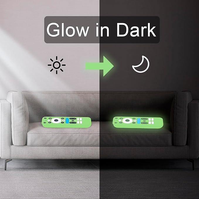 Luminous Green Remote Case Fit for 2025 Onn Google TV Box 4K pro Remote Lightweight Anti-Slip Skin-Friendly Silicone Skin Sleeve