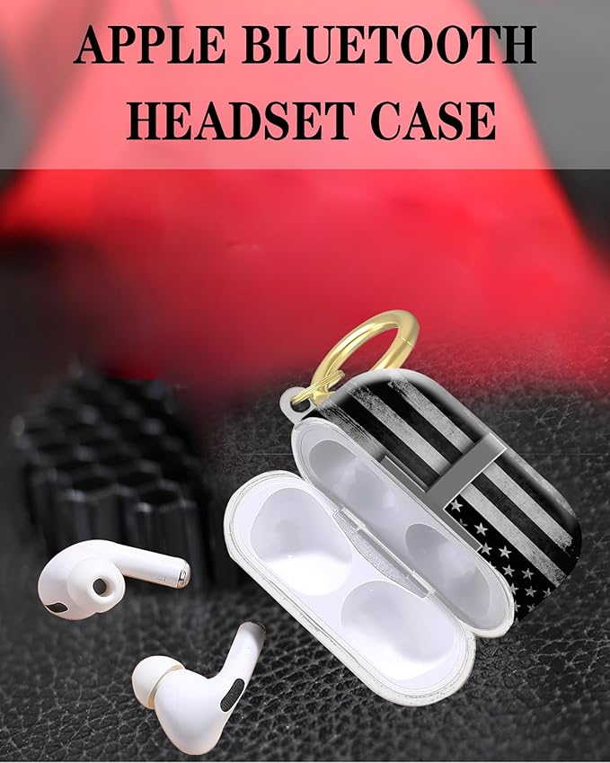 Compatible with Airpod Pro 2nd/1st Generation,360° Full Protection Cover for Girl Women,Hard Case Portable & Shockproof for Airpod Pro 2nd Charging Case 2023/2022/2019(Black White American Flag Cross)