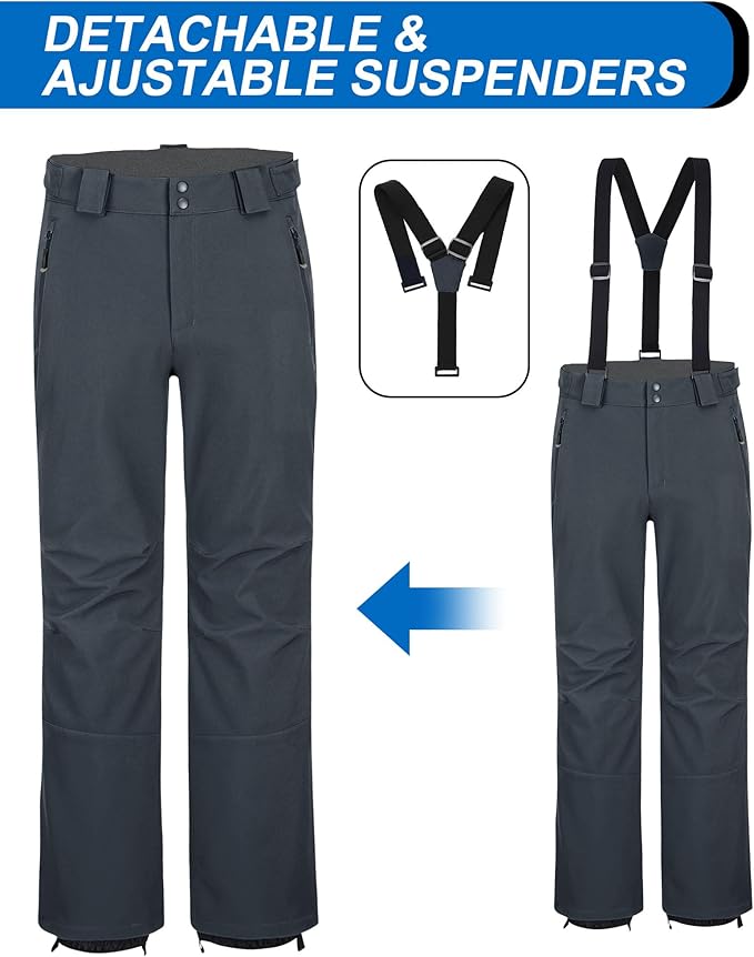 33,000ft Insulated Bibs for Men Snow Ski Pants Overalls Winter Waterproof Windproof Snowboard