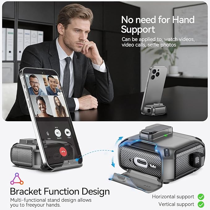 for AirPods 4 Case (2024) with Phone Stand,（with Automatic Snap Switch） Carbon Fiber Design Protection Cover with Cleaning Pen,Gray