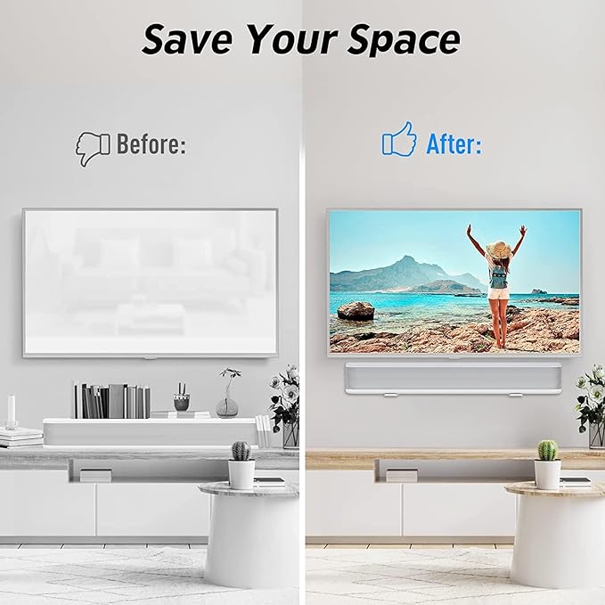 MOUNTUP Soundbar Wall Mount Bracket, Patented Level-Adjustable Sound Bar Bracket, Anti-Drop Design, Fits Most Soundbars up to 22 lbs, Compatible with Bose Samsung Vizio LG Sony JBL Soundbar – White