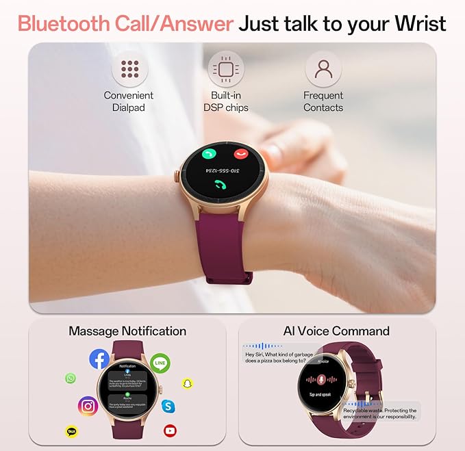 Smart Watches for Women,1.57" HD Touchscreen SmartWatch(2 Bands) with Bluetooth Calls (Make/Answer),Fitness Tracker with Heart Rate/Sp02/Sleep Monitor,110+ Sport Modes (Purple, 1.57)