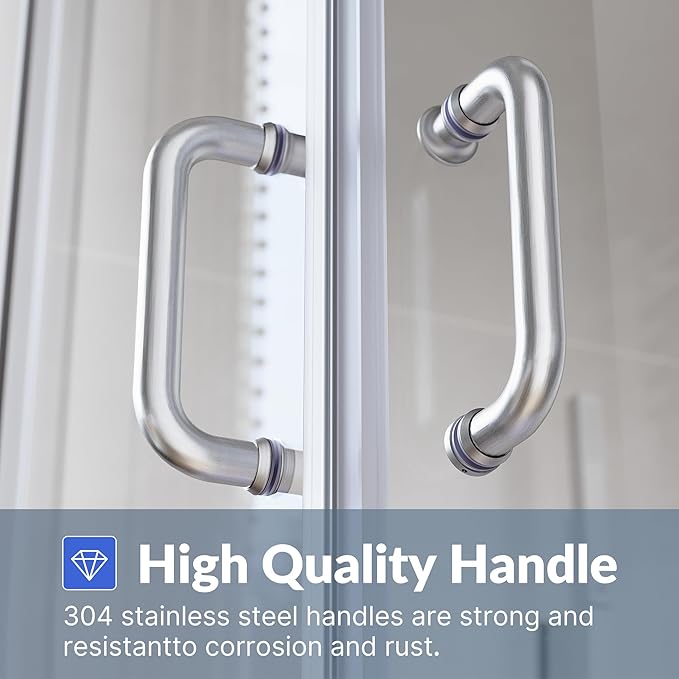 SUNNY SHOWER Corner Shower Enclosure 1/4 in. Clear Glass Sliding Shower Doors, 34 in. X 34 in. X 72 in. Bath Door, Brushed Nickel Finish Corner Shower Glass Enclosure (Shower Base Not Included)