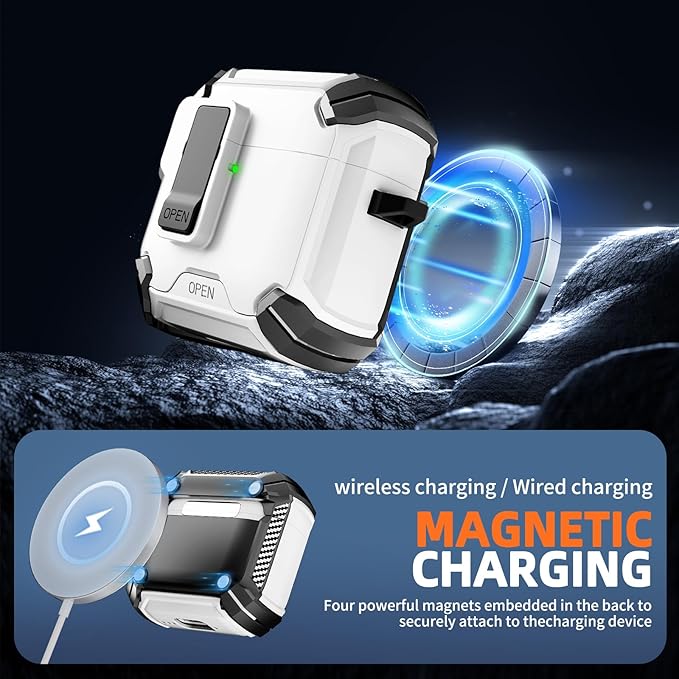 Inesore Compatible with AirPods 4th Case with Phone Stand & Cleaning Kit,Compatible with Magsafe,Magnetic Automatic Lock for Airpods 4 with Active Noise Cancellation Charging Cover (2024)