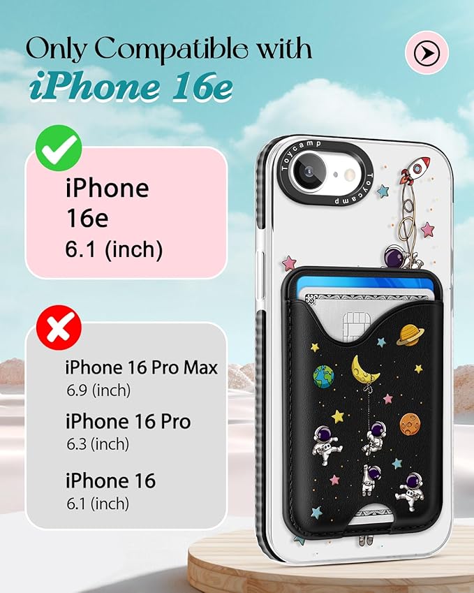 Toycamp for iPhone 16e Case 6.1 Inch - Compatible with Magsafe Credit Card Holder Wallet Magnetic Cute Women Teen Girls Kawaii Girly Unique Man Boys Design Phone Cover for iPhone 16e