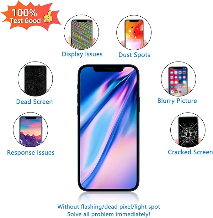 for iPhone 12/12 Pro Screen Replacement 6.1", Bsz4uov 3D Touch Screen LCD Display Digitizer for 12/12 Pro Cell Phone Repair Kits+Waterproof Frame Sticker+Tempered Protector