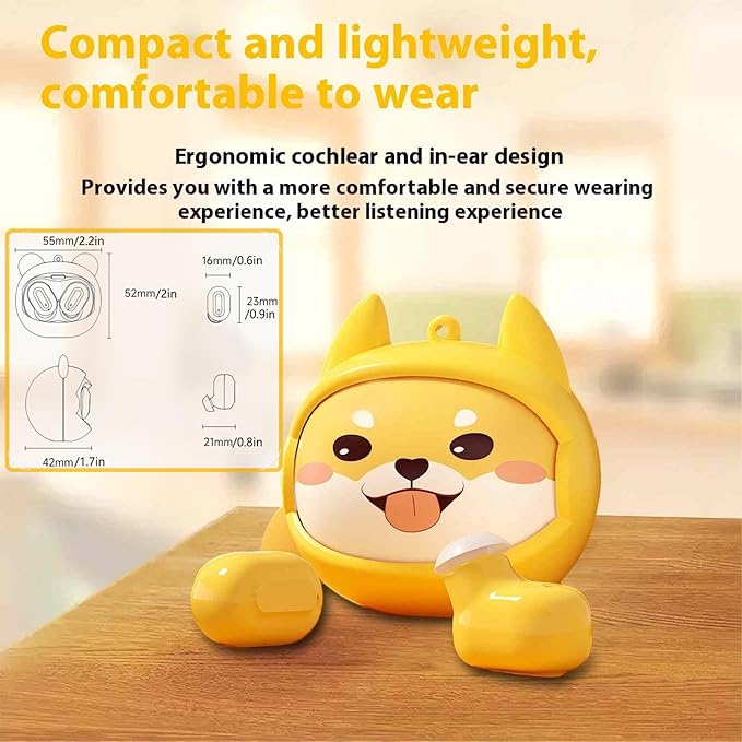 Kids Wireless Earbuds with Rotating Chaging Case Wireless Bluetooth Earbuds for Kids, Kid Ear Buds with Mic, 88dB Safe Volume, Earphones Earpods in-Ear for Android iOS Cell Phone Laptop, Shiba