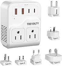 7-in-1 European Travel Plug Adapter, 2000W Universal Travel Adapter with 3 AC Sockets, 2 USB-A & 2 USB-C Ports, Travel Essentials International Power Adapter for UK/EU/Japan (Ivory PD 45W) - Image 1