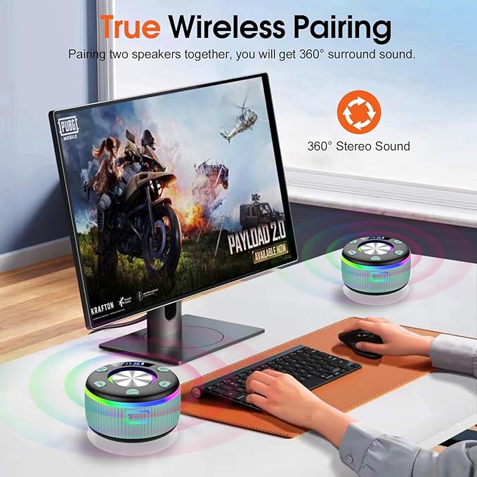 Bluetooth Shower Speaker, Portable Bluetooth 5.3 Speakers Wireless with Time Display, IP7 Waterproof Speakers with RGB Light, Suction Cup, Mini Stereo Speaker for Bathroom Party Beach Outdoor, Green