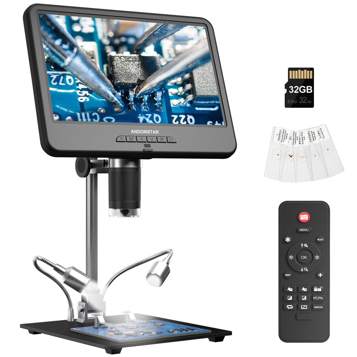 Andonstar AD210 10.1 Inch LCD Digital Microscope for Soldering, Coin