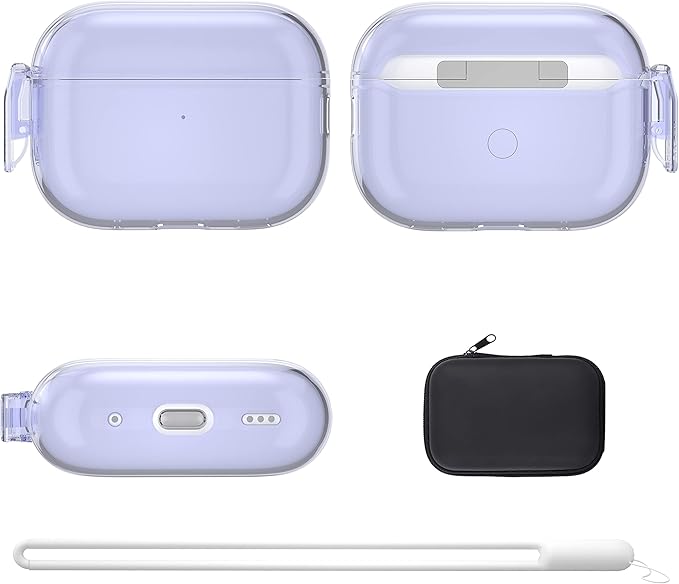 Valkit Compatible Airpods Pro 2 Case Clear with Lock, Shockproof AirPods Pro 2nd/1st Generation Case Soft Transparent Protective Cover with Lanyard iPods Pro 2 Skin for Airpods Pro 2nd/1st Gen