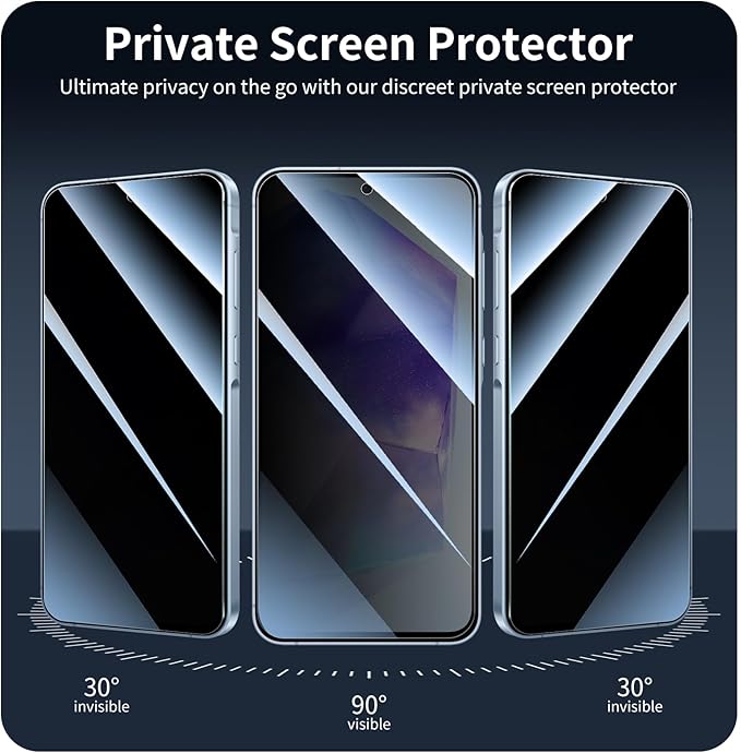 Privacy Screen & Camera Lens Protector for Samsung Galaxy A55, Double Shatterproof Anti-Spy Tempered Glass, Private Black Protection, 9H Hardness Anti-Scratch Case-Friendly, 3 Pack Each