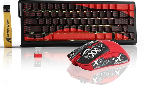 ATTACK SHARK X68HE PRO Rapid Trigger Wireless Gaming Keyboard and X11 Mouse, 8K Polling Rate,Hall Effect Magnetic Switch Keyboard, Tri-Mode Mouse with Magnetic Charging Dock, 22000 DPI for PC Mac