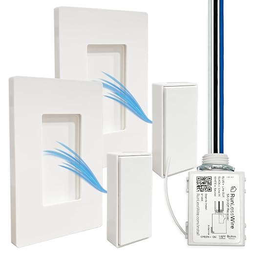 RunLessWire 3-Way Roamer Battery-Free Wireless Light Switch Kit - White