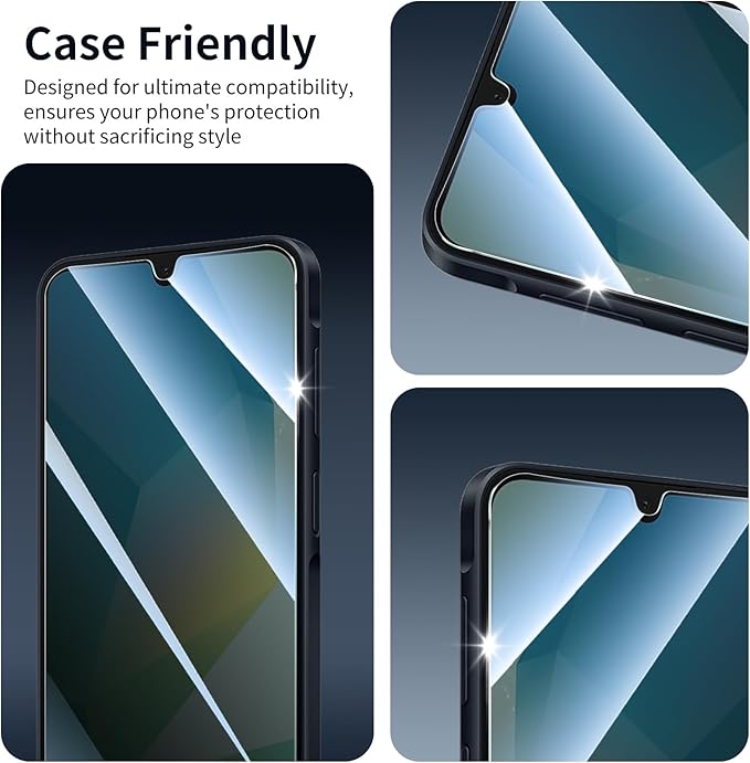Privacy Screen Protector for Samsung A16/A26/A17, Anti-Spy Tempered Glass, Double Shatterproof 9H Hardness, Private Black Dark Protection, Anti-Scratch Impact Resistant Case-Friendly - 3 Pack
