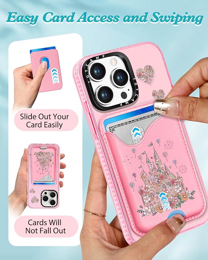 Toycamp for iPhone 14 Pro Max Case - Compatible with Magsafe Credit Card Holder Wallet Magnetic Cute Women Teen Girls Kawaii Girly Unique Castle Design Phone Cover for iPhone 14 Promax