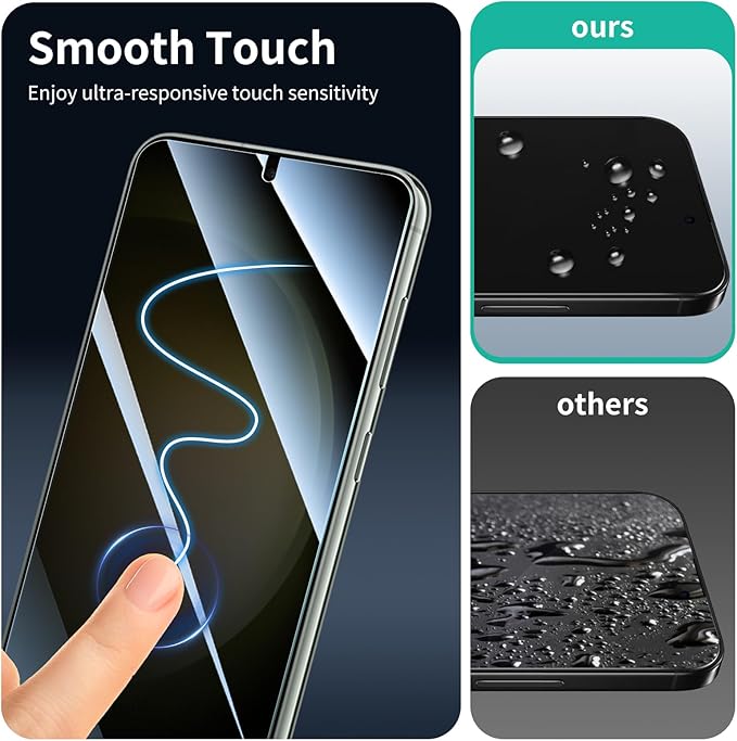 3*Privacy Screen Protector for Samsung Galaxy S22+/S22 Plus/S23+/S23 Plus with a Installation Alignment Aid, Anti-Spy Tempered Glass Film, Dark Private Black Protection, [Shatterproof][ Shockproof]