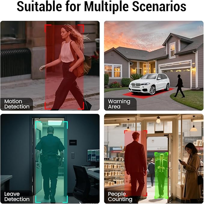 4MP 2.5K Window Security Camera with 24/7 Recording, No Subscription Required, Indoor Camera with Color Night Vision, Motion Detection,2.4G＆5G WiFi,Quick & Easy Installation (1)