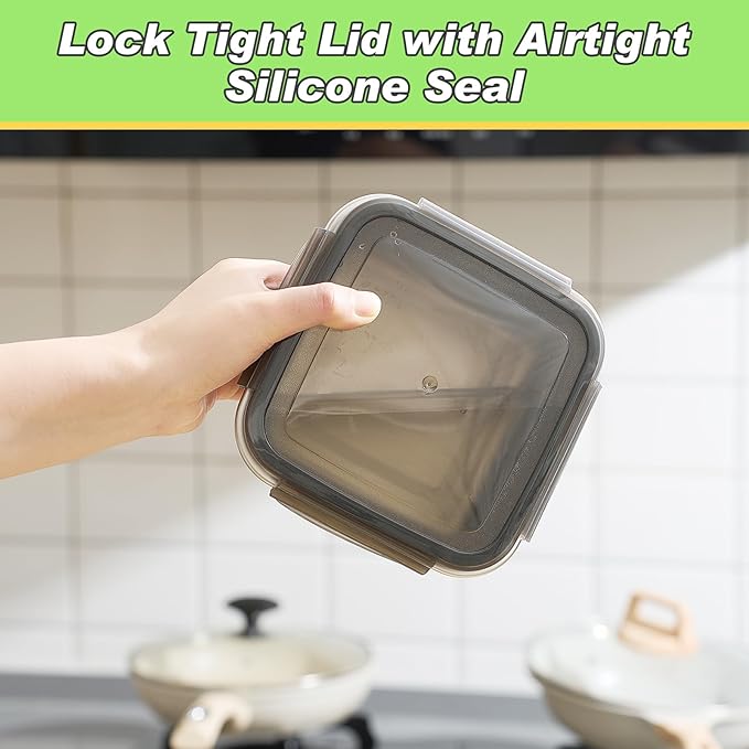 6 Pack Stainless Steel Sandwich Containers with Lids 25.4 oz Metal Food Container for Lunch Boxes with Airtight Silicone Seal for Sandwiches and Snacks(Black)